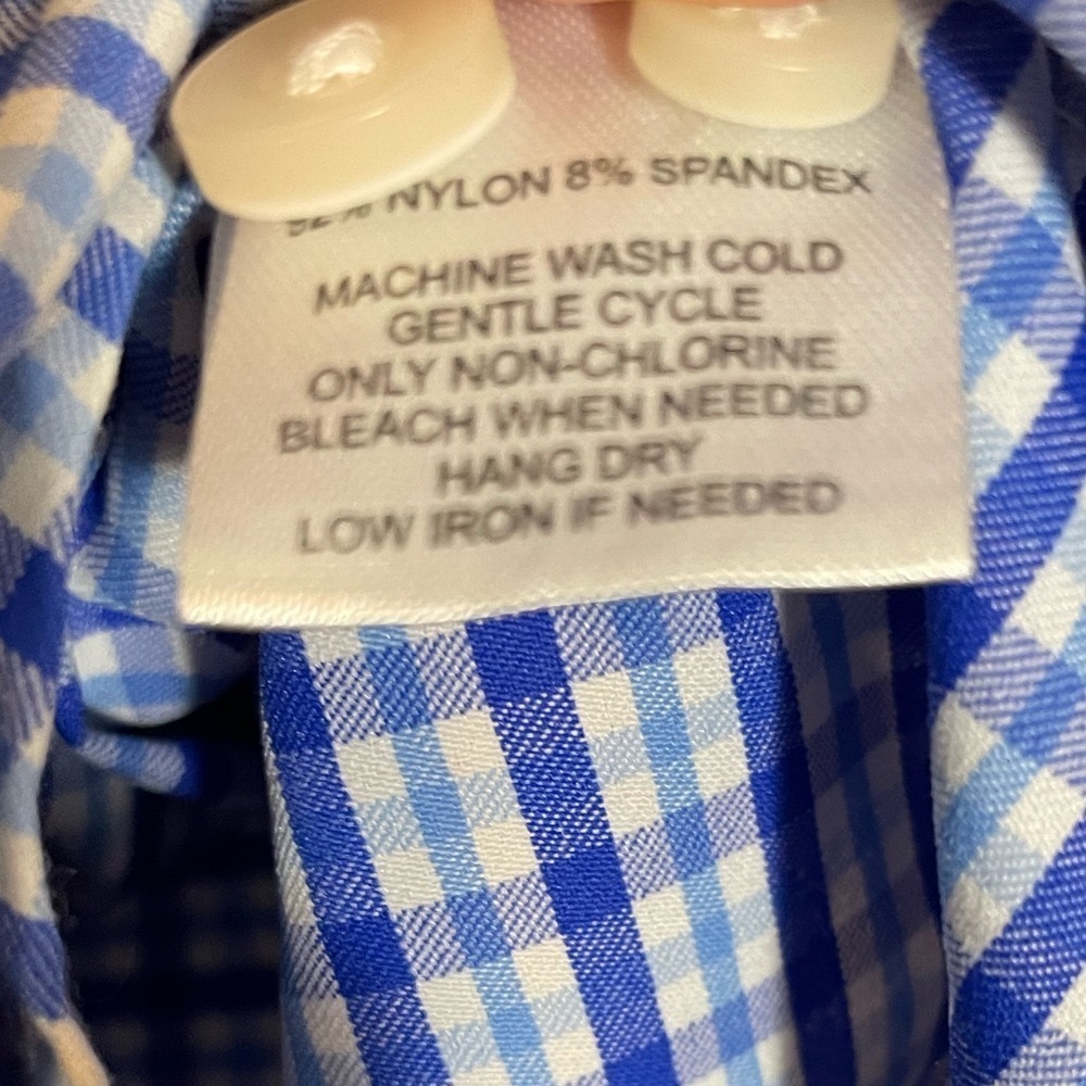 UNTUCKit Blue Plaid Nylon Performance Button Down Shirt, Size Small Lightweight - Picture 5 of 9